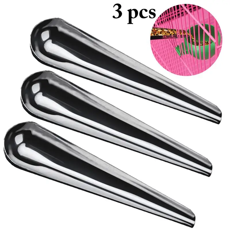 

3PCS Bird Feeder Scoops Stainless Steel Precise для попђгаев Scoop Silver Color Pet Feeding Scoop коѬмђка для пи Pet Supplies
